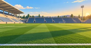 Pelouse et gradins du stade Dominique Duvauchelle à Créteil